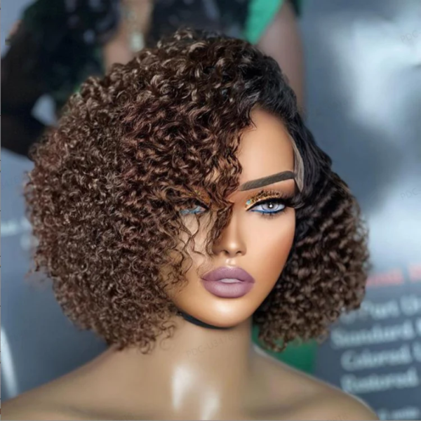 BooShai’s Glam Bar 8 inch Trendy Short Cut Curly Minimalist HD Lace Glueless Side Part Wig - Image 2