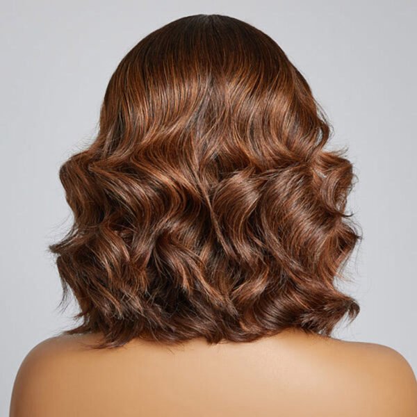 BooShai’s Glam Bar 12 Inches Elegant Brown Ombre Loose Wave T-Part HD Lace Glueless Short Wig 100% Human Hair - Image 4