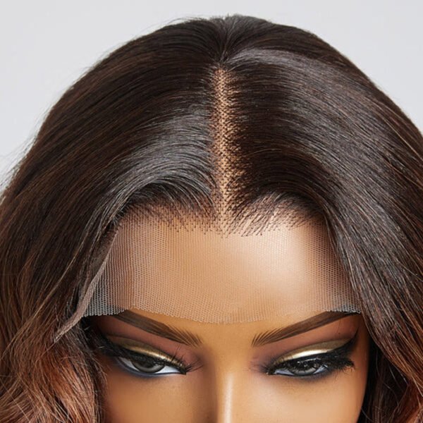BooShai’s Glam Bar 12 Inches Elegant Brown Ombre Loose Wave T-Part HD Lace Glueless Short Wig 100% Human Hair - Image 2