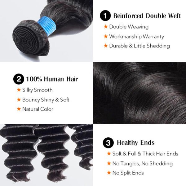 BooShai’s Glam Bar 12-26 Inch Loose Deep Virgin Brazilian Hair #1B Natural Black - Image 5