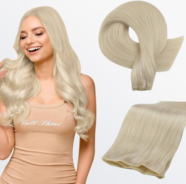 BooShai’s Glam Bar 18-24 Inches Ultra Thin Straight Genius Weft Light #613 Lightest Blonde