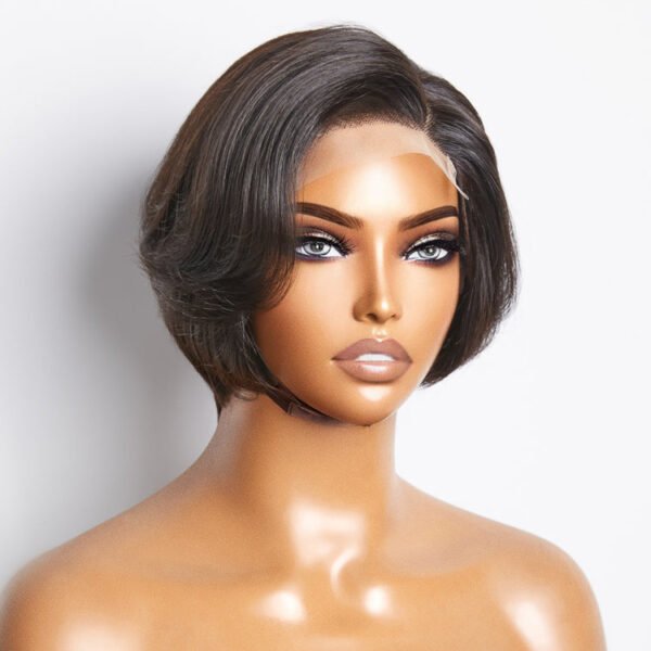 BooShai’s Glam Bar 8 Inches 4"x4" Natural Black Straight Bob Side Part Lace Closure Wig-100% Human Hair - Image 5