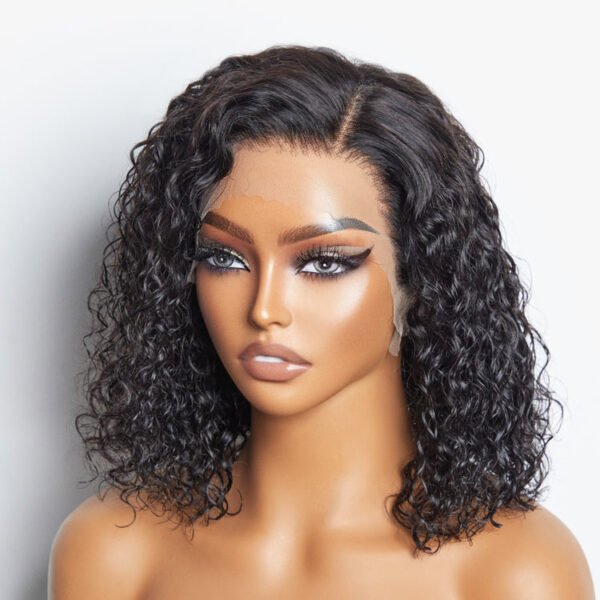 BooShai’s Glam Bar 12/14 Inches 13"x4" Natural Black Water Wavy Bob 3D Transparent Lace Frontal Wig-100% Human Hair - Image 2