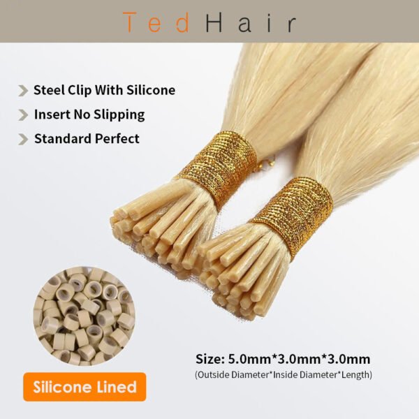 BooShai’s Glam Bar I Tip Hair Extensions Natural Remy Human Hair (#613 Lightest Blonde ) - Image 2