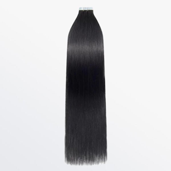BooShai’s Glam Bar Premium Quality Straight Tape In Remy Hair Extensions #1 Jet Black - Image 5