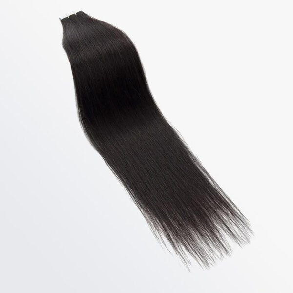 BooShai’s Glam Bar Premium Quality Straight Tape In Remy Hair Extensions #1B Natural Black - Image 3