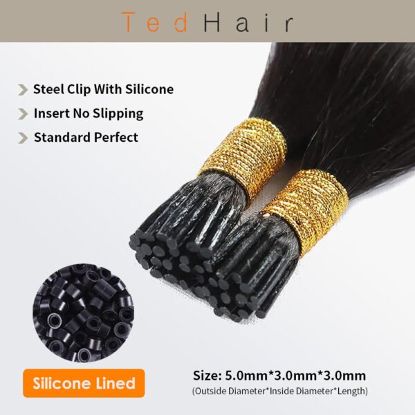 BooShai’s Glam Bar I Tip Hair Extensions Straight Natural Remy Human Hair (#1B Natural Black) - Image 3