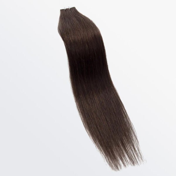 BooShai’s Glam Bar Premium Quality Straight Tape In Remy Hair Extensions #2 Darkest Brown - Image 3