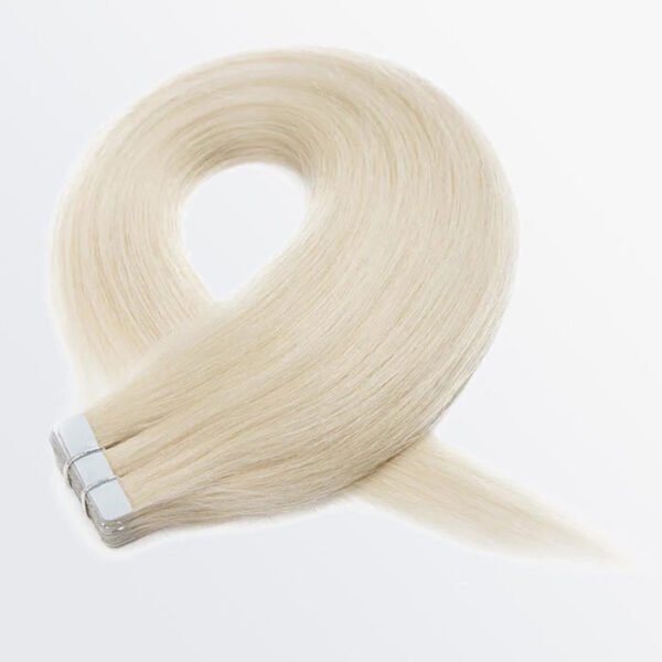 BooShai’s Glam Bar Premium Quality Straight Tape In Remy Hair Extensions #60 White Blonde - Image 3