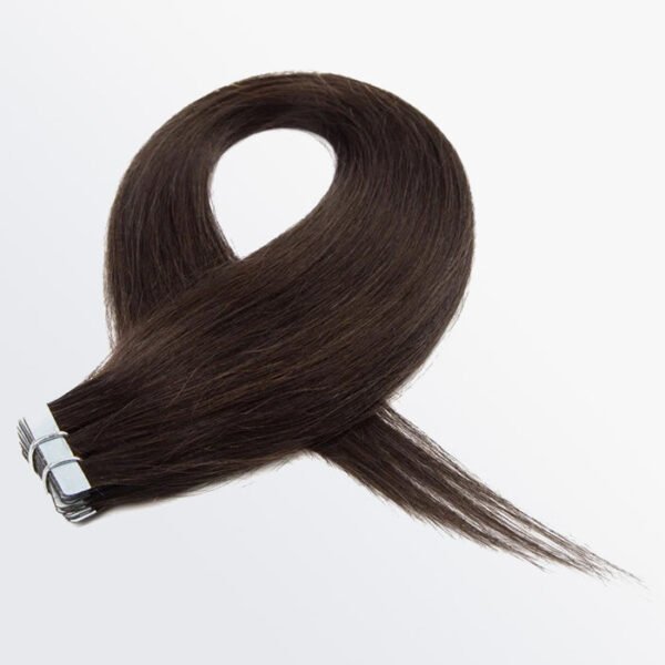 BooShai’s Glam Bar Premium Quality Straight Tape In Remy Hair Extensions #2 Darkest Brown - Image 4