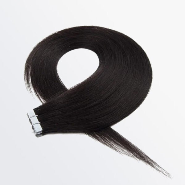 BooShai’s Glam Bar Premium Quality Straight Tape In Remy Hair Extensions #1B Natural Black - Image 4