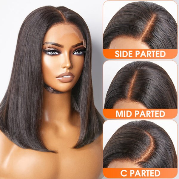 BooShai’s Glam Bar 5x5 Glueless Lace Closure Bob Wig 150% Density Straight - Image 2