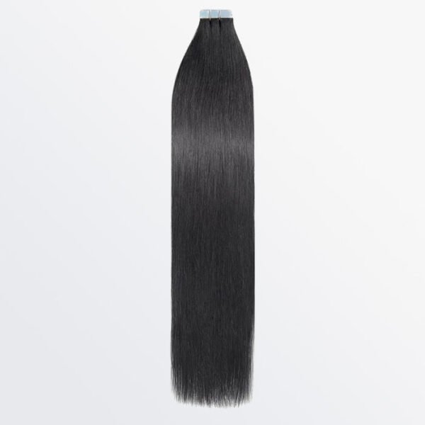 BooShai’s Glam Bar Premium Quality Straight Tape In Remy Hair Extensions #1 Jet Black - Image 2