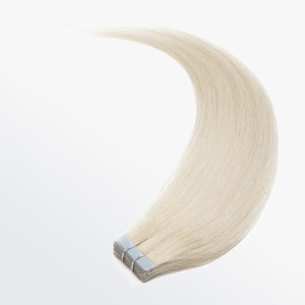 BooShai’s Glam Bar Premium Quality Straight Tape In Remy Hair Extensions #60 White Blonde - Image 4