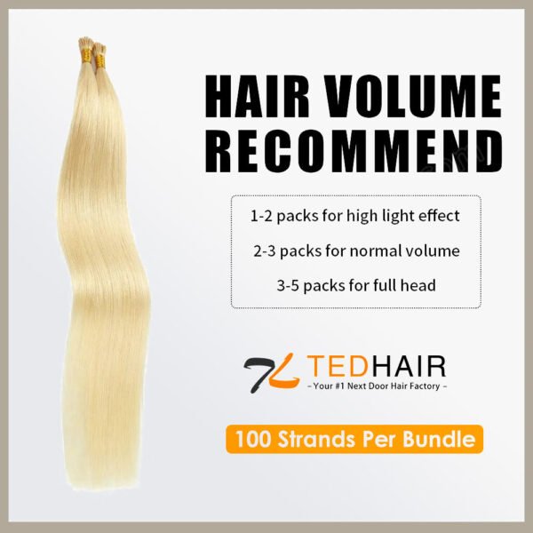 BooShai’s Glam Bar I Tip Hair Extensions Natural Remy Human Hair (#613 Lightest Blonde ) - Image 6