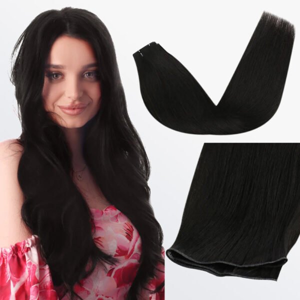 BooShai’s Glam Bar 18-24 Inches Ultra Thin Straight Genius Weft Dark #1B Natural Black