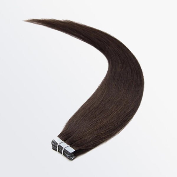 BooShai’s Glam Bar Premium Quality Straight Tape In Remy Hair Extensions #2 Darkest Brown - Image 6