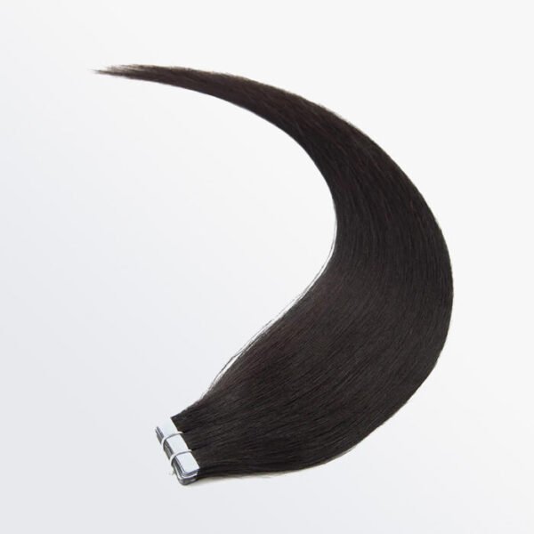 BooShai’s Glam Bar Premium Quality Straight Tape In Remy Hair Extensions #1B Natural Black - Image 6