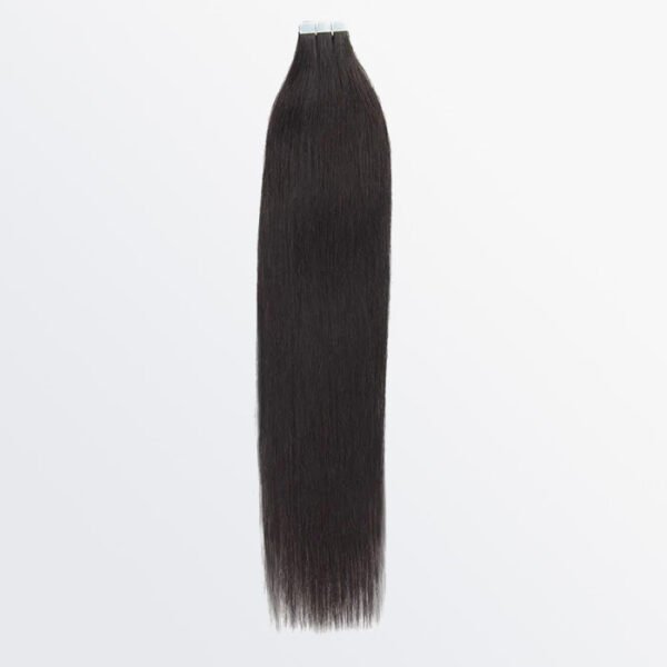 BooShai’s Glam Bar Premium Quality Straight Tape In Remy Hair Extensions #1B Natural Black - Image 2