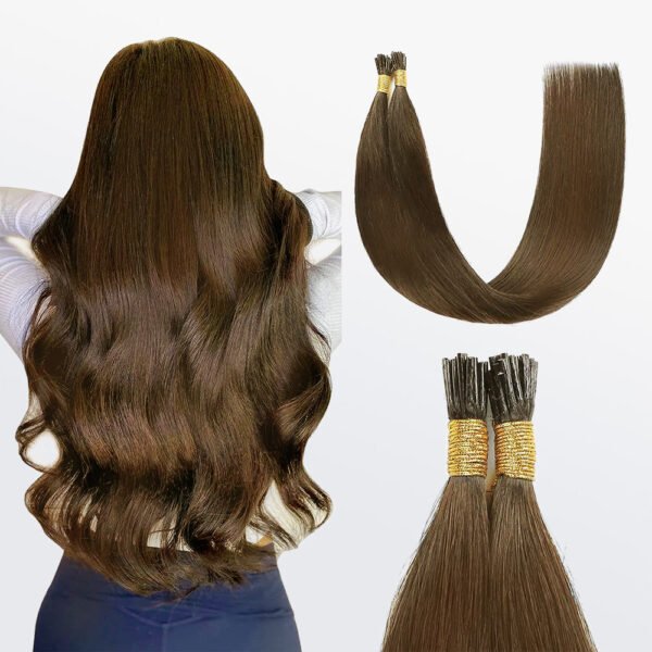 BooShai’s Glam Bar I Tip Hair Extensions Natural Remy Human Hair (#8 Light Brown) - Image 6
