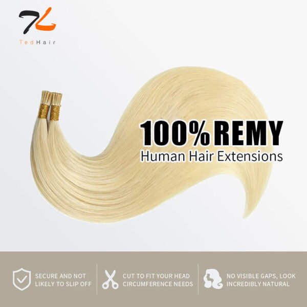 BooShai’s Glam Bar I Tip Hair Extensions Natural Remy Human Hair (#613 Lightest Blonde ) - Image 7