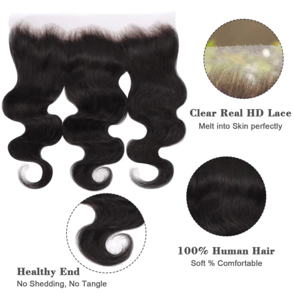 BooShai’s Glam Bar 14-20 Inch 13" x 4" HD Straight Free Parted Frontal #1B Natural Black - Image 5