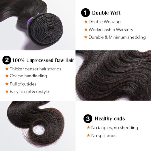 BooShai’s Glam Bar 10-30 Inch 12A Premium Raw Indian Hair Body Wavy #1B Natural Black｜One Bundle - Image 4