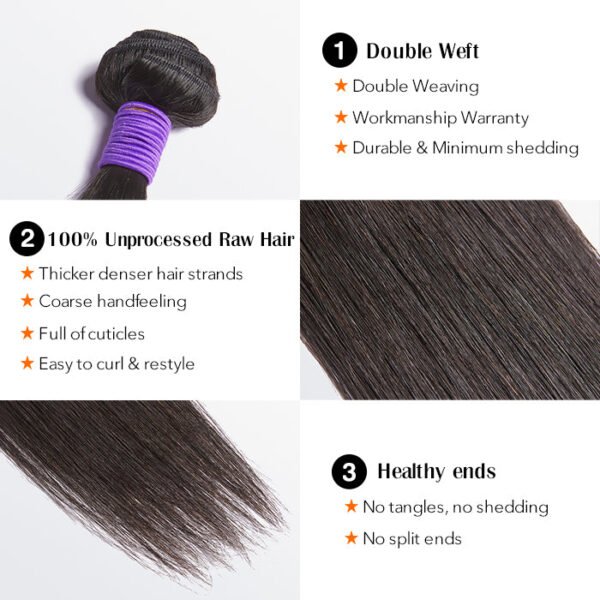 BooShai’s Glam Bar 10-30 Inch 12A Premium Raw Indian Hair Straight #1B Natural Black ｜One Bundle - Image 4