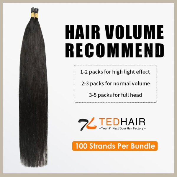 BooShai’s Glam Bar I Tip Hair Extensions Straight Natural Remy Human Hair (#1B Natural Black) - Image 7