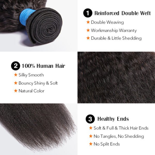 BooShai’s Glam Bar 10-30 Inch Kinky Straight Virgin Brazilian Hair #1B Natural Black - Image 8