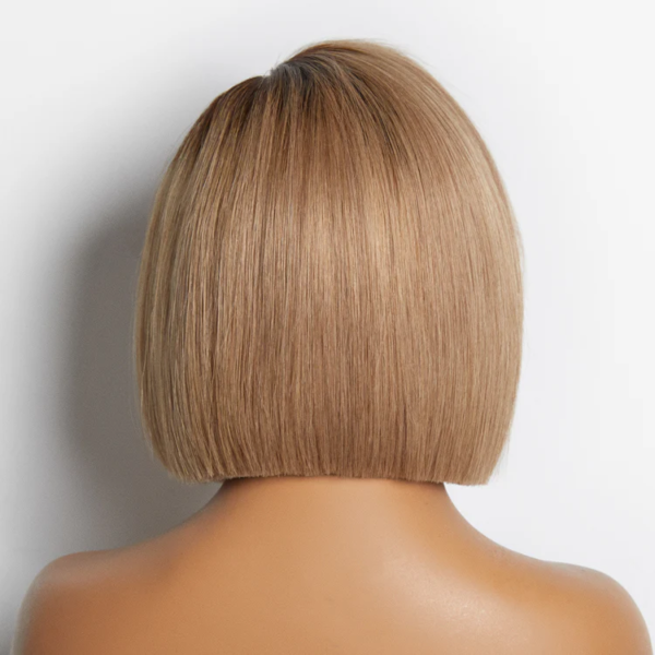 BooShai’s Glam Bar 8 inch Ash Blonde Ombre Blunt Cut Bob Glueless Minimalist HD Lace Ready to Go Short Bob Wig - Image 3