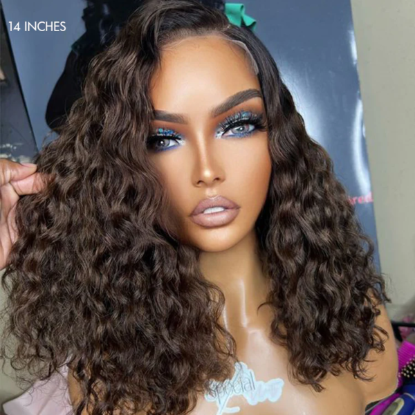 BooShai’s Glam Bar 14 inch Funmi Curly 5x5 Closure HD Ombre Brown Side Part Short Glueless Lace Wig - Image 4