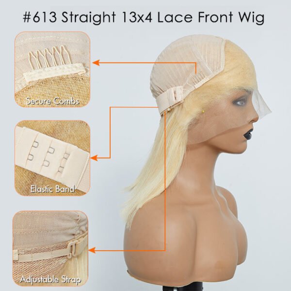 BooShai’s Glam Bar 10-14 Inch Pre-Plucked 13"x4" #613 Straight Bob Lace Frontal Wig 150% Density - Image 8
